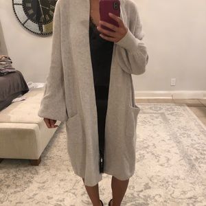 Heather Grey BCBGMAXAZRIA long bell sleeve sweater